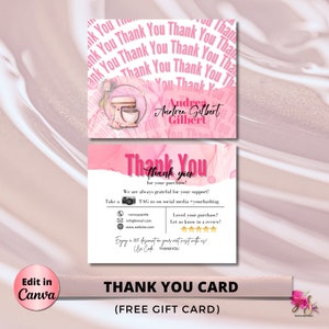 BAKERY Custom Thank You Business Cards for Small Business, Cake Editable CANVA TEMPLATE Editable Thank You For Order Thank You Business Card