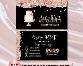 MODERN Creative Bakery Business Card Template  Custom Cake DIY Business Card Editable Printable Business Card Design Cake Business Card