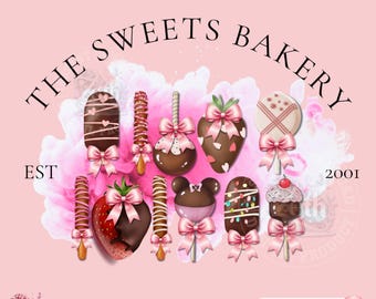 Sweets Bakery Logo | Chocolate Pastry Logo | Editable Cake Shop Branding | Treats Logo | Cute Dessert Logo | Bakeshop Logo | Canva Template