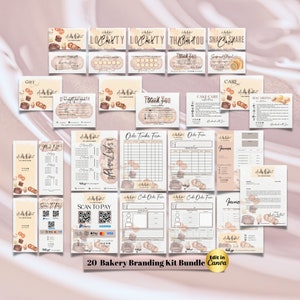 CAKE Business MODERN EDITABLE Branding Kit Business Printable Thank you Gift Card Care Card Price List Invoice Order Forms Bakery Business