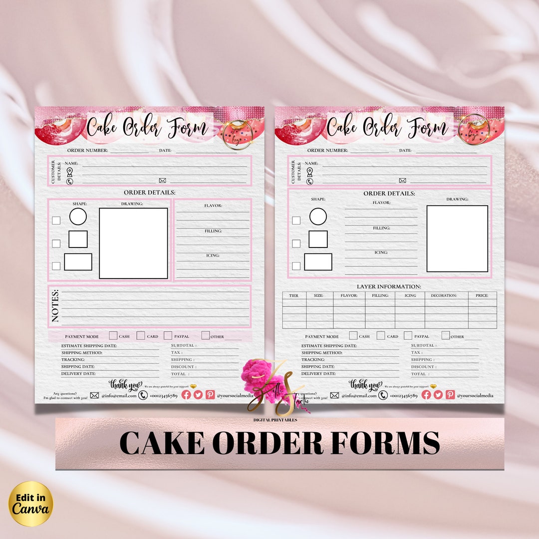 Editable Cake Order Form , Small Business Order Forms Template ...