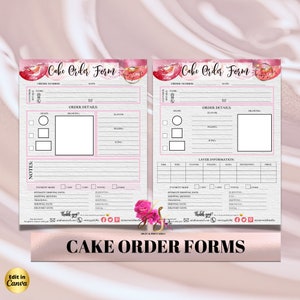 Bearbeitbares Kuchen-Bestellformular, Vorlage für kleine Unternehmen, benutzerdefinierte Bestellformular für Backwaren, sofortiger Download, fügen Sie Ihr Logo hinzu, Canva