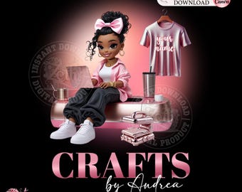 Pink Crafting Logo, Crafter Logo Primate T-shirt Design Business Logo, Heat Press Logo, DIY Logo, Custom Printing Logo, Crafting Logo, Canva