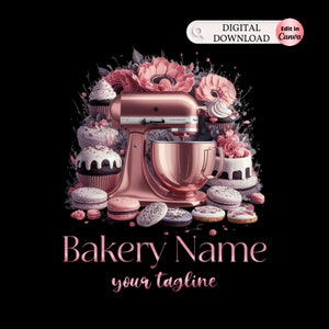 Bakery logo, Baking logo, Stylish Custom Pastry Logo, Cake Logo, Cupcake Logo, Modern Logo, Bakeshop Logo, Professional Logo, Edit in Canva