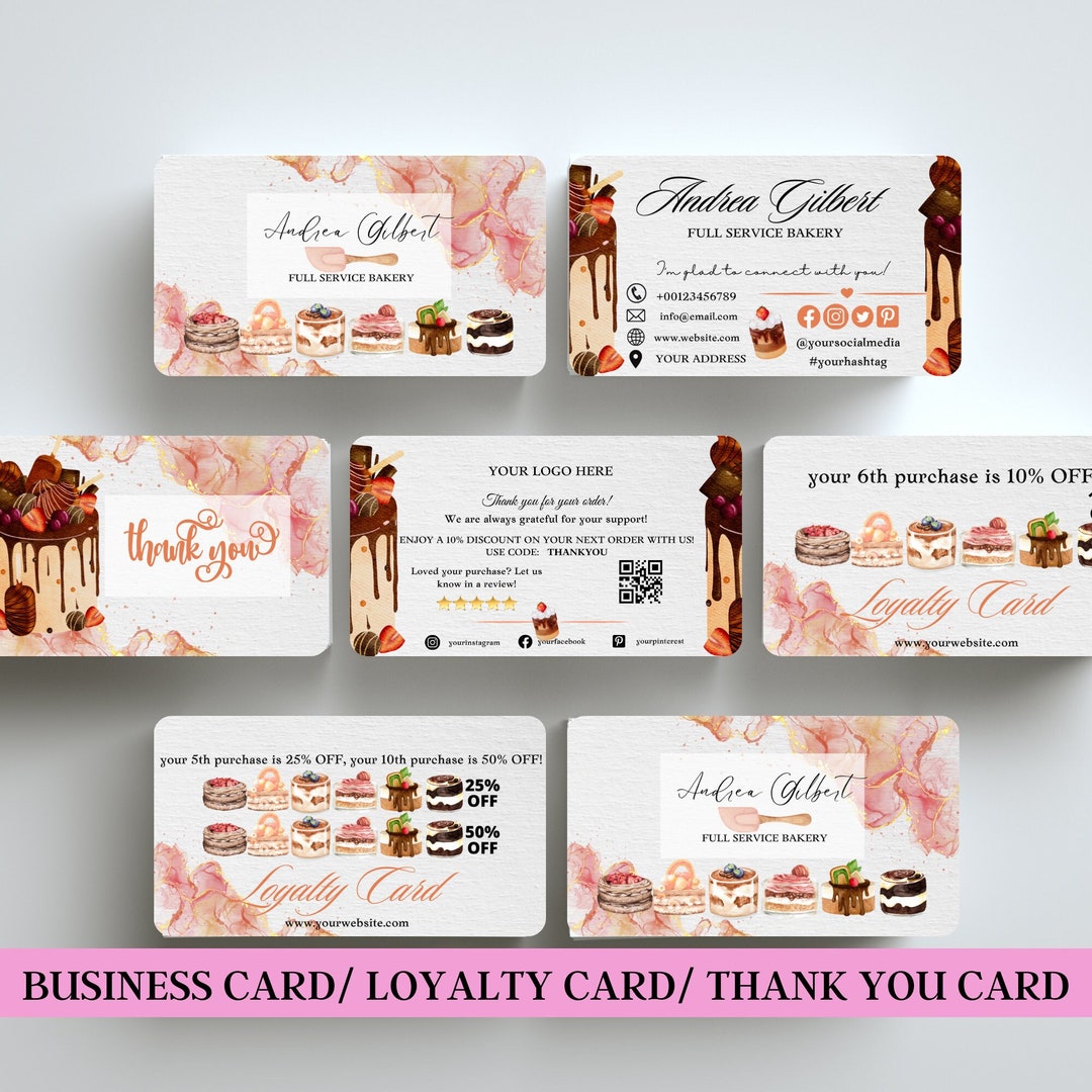 Kit de tarjetas de presentación creativas y elegantes para panadería ...