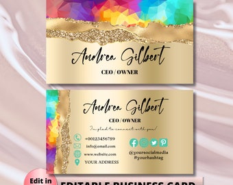 Esthetician Business Card Template, Gold Resin Craft Candle Business Card, Business Card, DIY Business Card, Canva Template Beauty Spa Card
