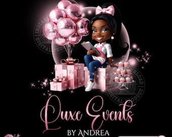 Pink Event Planner Logo, DIY Glitter Logo Template, Wedding & Party Business Branding, Custom Event Planning Logo, Editable in Canva Pro
