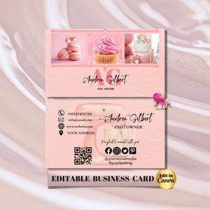 MODERN Creative Cake Bakery Business Card Template DIY Business Card Editable Printable Business Card Design Cake Business Card Add Photo