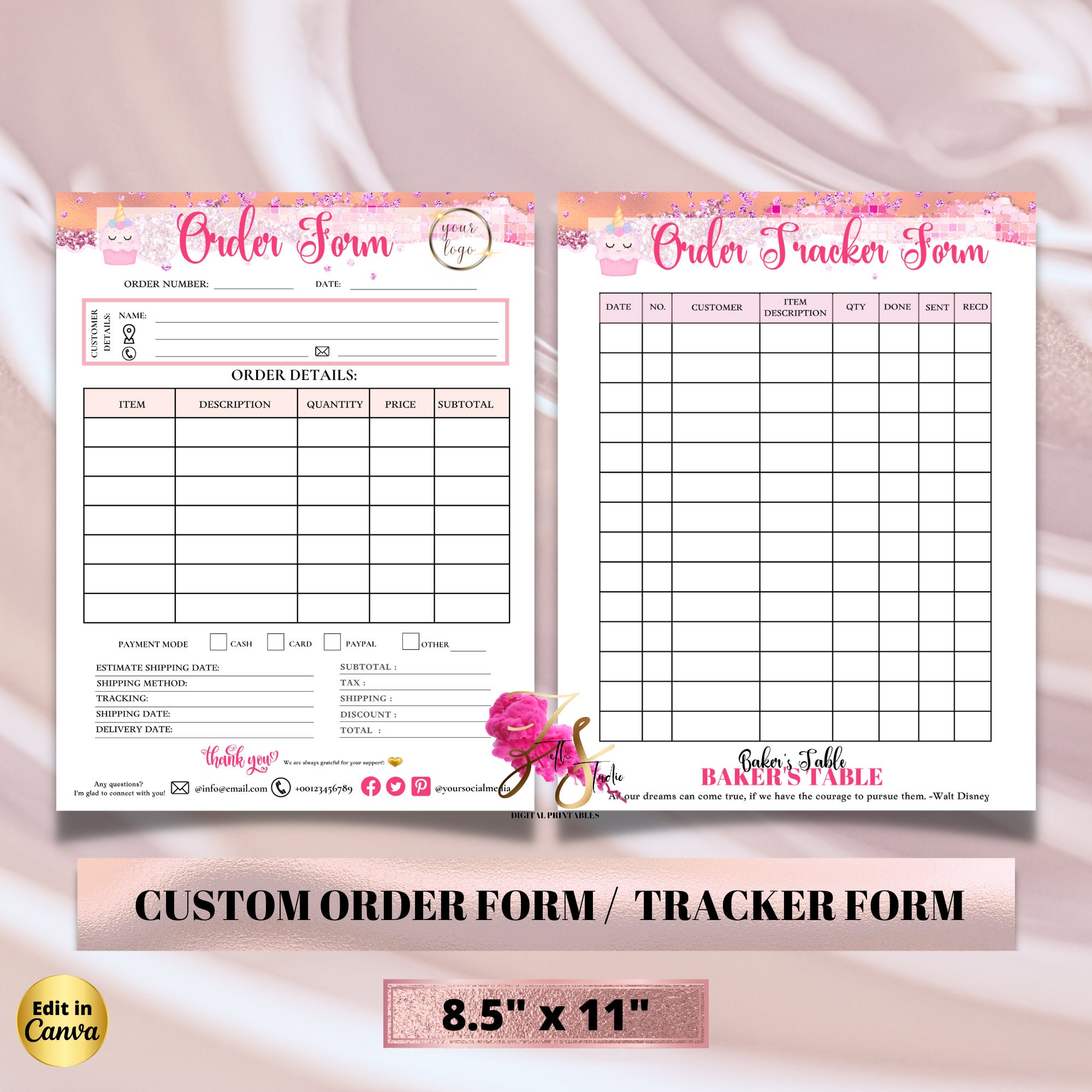 Form Tracker Design EDITABLE Modern Business Form Templates Order Tracker Form - Etsy