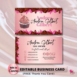 MODERN Creative Bakery Business Card Template DIY Custom Cake Business Card Editable Printable  Business Card Design Cake Business Card