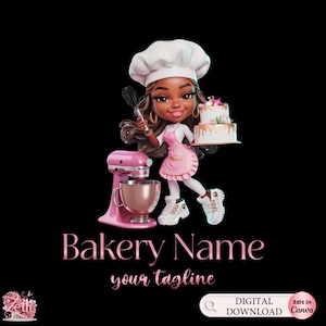 Chibi Girl Bakery logo, Chibi Baking logo, Stylish Custom Pastry Logo, Cake Logo, Cupcake Logo, Modern Logo, Bakeshop Logo Professional Logo