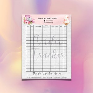 Pink EDITIERBARE Order Tracker Form Vorlage Druckbare moderne Order Tracker Form Business Tracking Verkaufsplaner Small Business Bestellformular