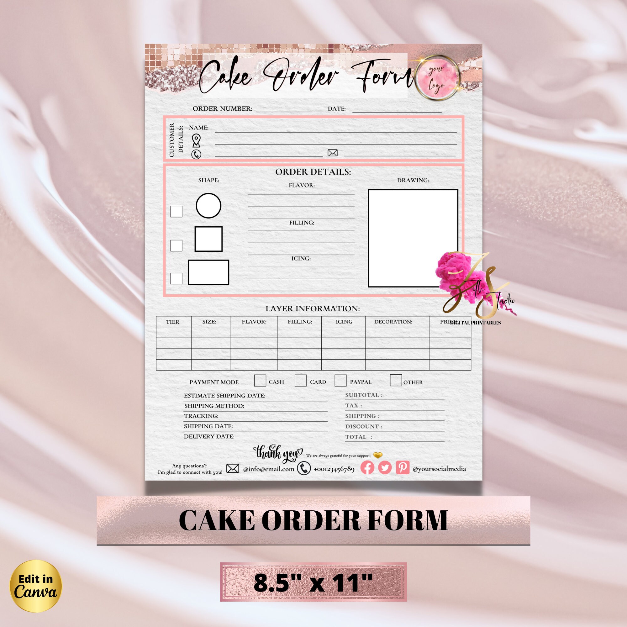 Editable Cake Order Form , Small Business Order Forms Template ...