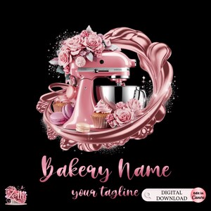 CAKE Business LOGO, Business Card Design Template , Pastry/Cupcake/Cake Business Logo Blue Bakery Design Creation Design Logo, Edit in Canva
