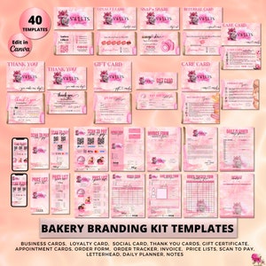 CAKE Business MODERN EDITABLE Branding Kit Business Printable Thank you Gift Card Care Card Price List Invoice Order Forms Bakery Business