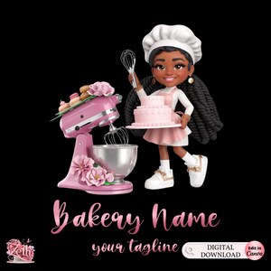 Chibi Girl Bakery logo, Chibi Baking logo, Stylish Custom Pastry Logo, Cake Logo, Cupcake Logo, Modern Logo, Bakeshop Logo Professional Logo