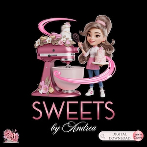 Chibi Girl Bakery Logo Canva Template, Cute Wedding Cake Logo, Editable Cupcake Baking Logo Custom Pastry Shop Branding Modern Bakeshop Logo