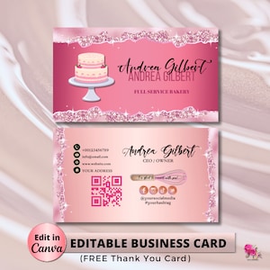 MODERN Creative Bakery Business Card Template Custom Cake DIY Business Card Editable Printable Business Card Design Cake Business Card