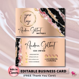 Esthetician Business Card Template, Rose Gold Craft Resin Candle Business Card, Business Card, DIY Business Card, Canva Template Beauty Card
