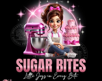 Chibi Girl Bakery logo, Treats Baking logo Stylish Custom Pastry Logo, Cake Logo, Cupcake Logo, Modern Logo, Bakeshop Professional Logo