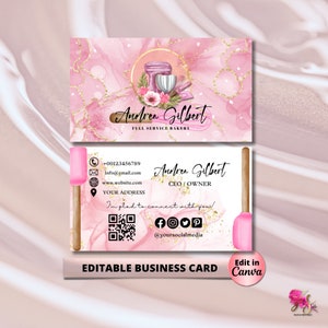 MODERN Pink Watercolor Bakery Business Card Template DIY Custom Cake Business Card Editable Printable  Business Card Design Cake Business
