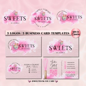 CAKE Business LOGO, Business Card Design Template , Pastry Business Logo, Bakery Business Card Design, Creation Design Logo, Edit in Canva