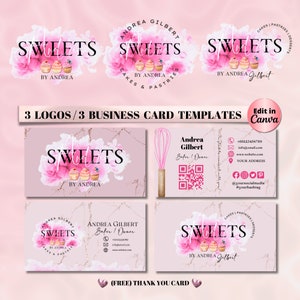 CAKE Business LOGO, Business Card Design Template , Pastry Business Logo, Bakery Business Card Design, Creation Design Logo, Edit in Canva