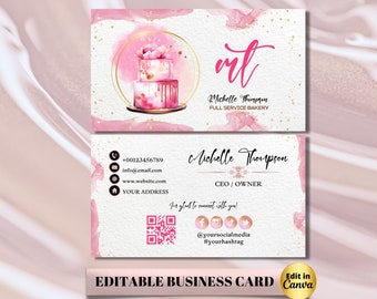 MODERN Creative Bakery Business Card Template DIY Custom Cake Business Card Editable Printable  Business Card Design Cake Business Card