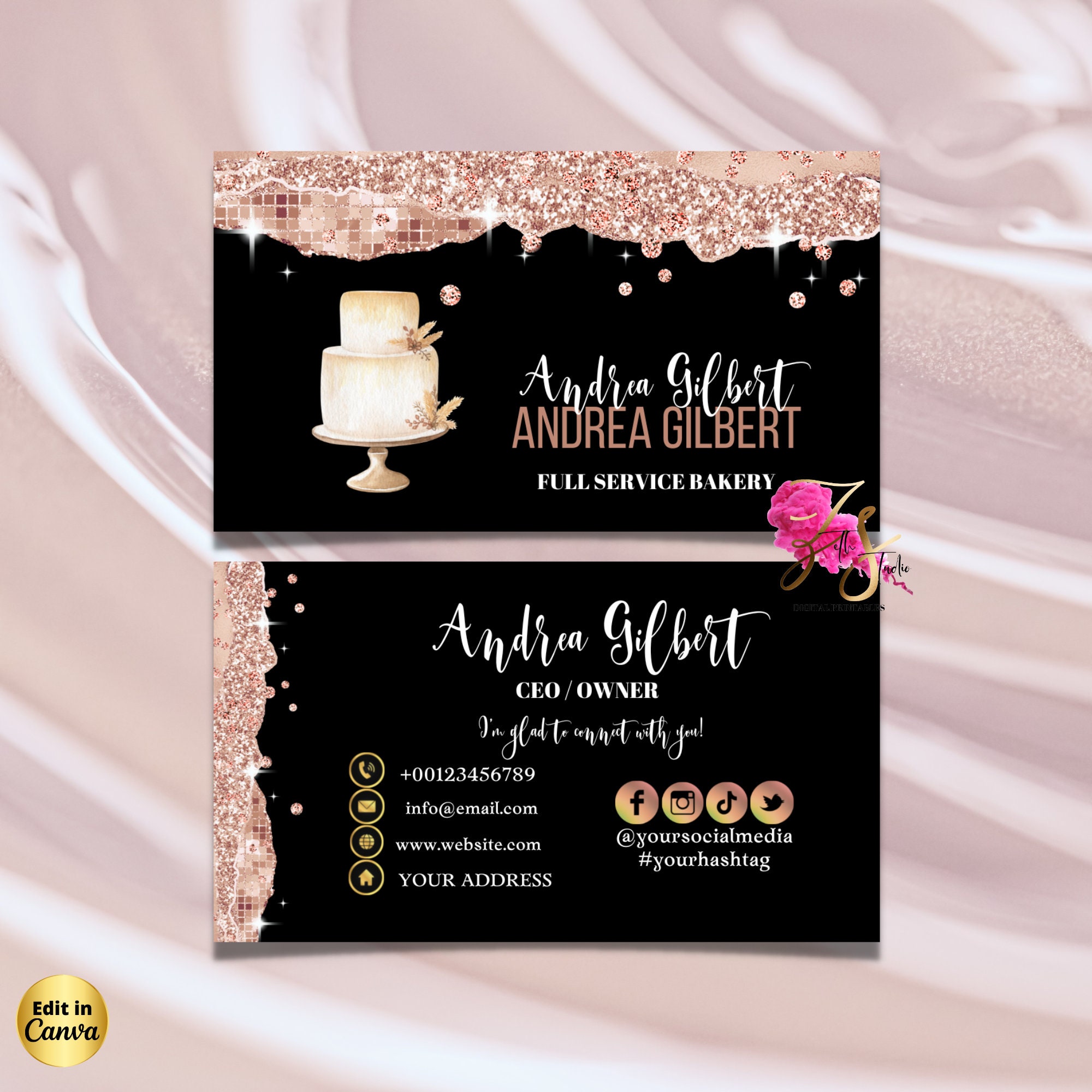 MODERN Creative Bakery Business Card Template Custom Cake DIY - Etsy