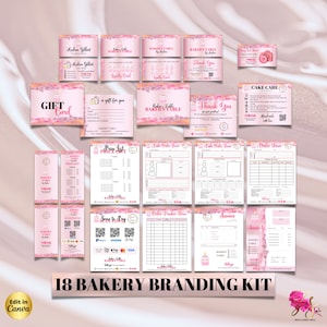 CAKE Business MODERN EDITABLE Branding Kit Business Printable Thank you Gift Card Care Card Business Form Templates Invoice Bakery Business