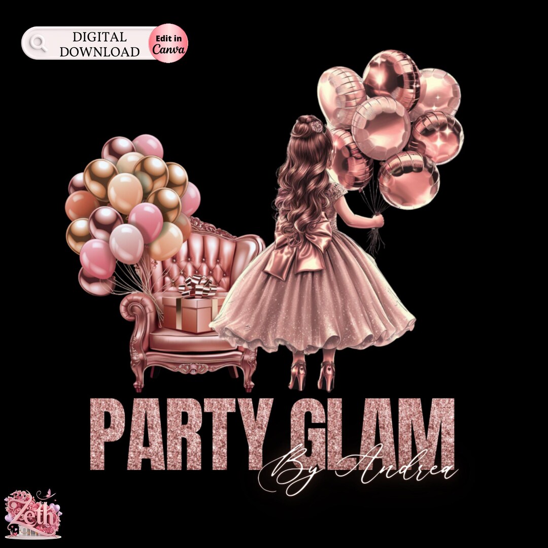 Rose Gold Event Planner Logo, DIY Customizable Glitter Logo, Event ...