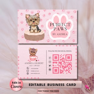 Pet Sitting Business Card Pet Boarding Pet Business Templates Dog Walker Business Supplies Dog Groomer DIY Dog Salon Editable Business Card