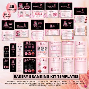 CAKE Business MODERN EDITABLE Branding Kit Business Printable Thank you Gift Card Care Card Price List Invoice Order Forms Bakery Business