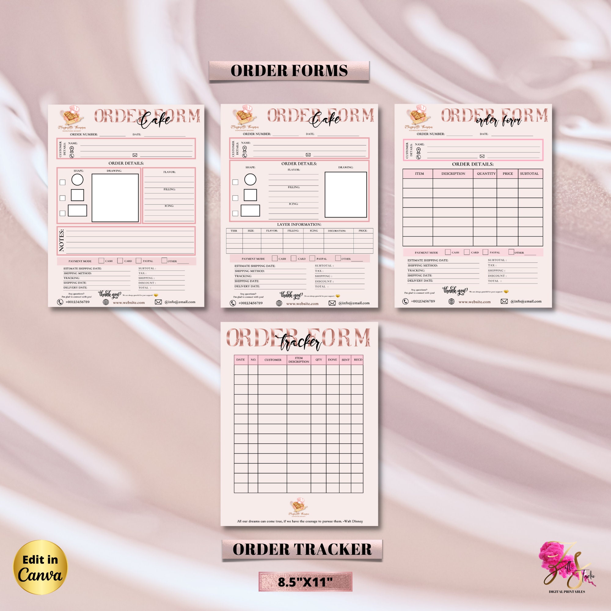 EDITABLE Modern Business Form Templates Order Tracker Form - Etsy