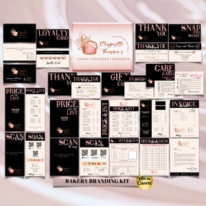 CAKE Business MODERN EDITABLE Branding Kit Business Printable Thank you Gift Card Care Card Price List Invoice Order Forms Bakery Business