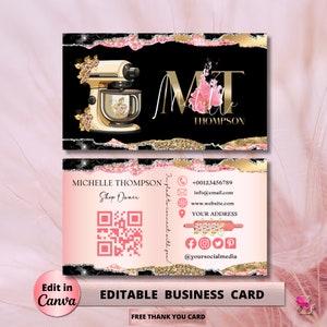 MODERN Gold Bakery Business Card Template DIY Custom Cake Business Card Editable Printable  Business Card Design Cake Business Card