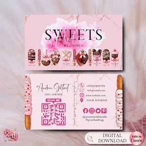 Bakery Cake Treats Business Card Template, DIY Business Card, Editable Printable Business Card Design, Cake Treats Business Card, Canva Edit