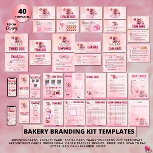 CAKE Business MODERN EDITABLE Branding Kit Business Printable Thank you Gift Card Care Card Price List Invoice Order Forms Bakery Business