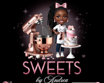 Chibi Girl Bakery logo, Chibi Baking logo, Stylish Custom Pastry Logo, Cake Logo, Cupcake Logo, Modern Logo, Bakeshop Logo Professional Logo