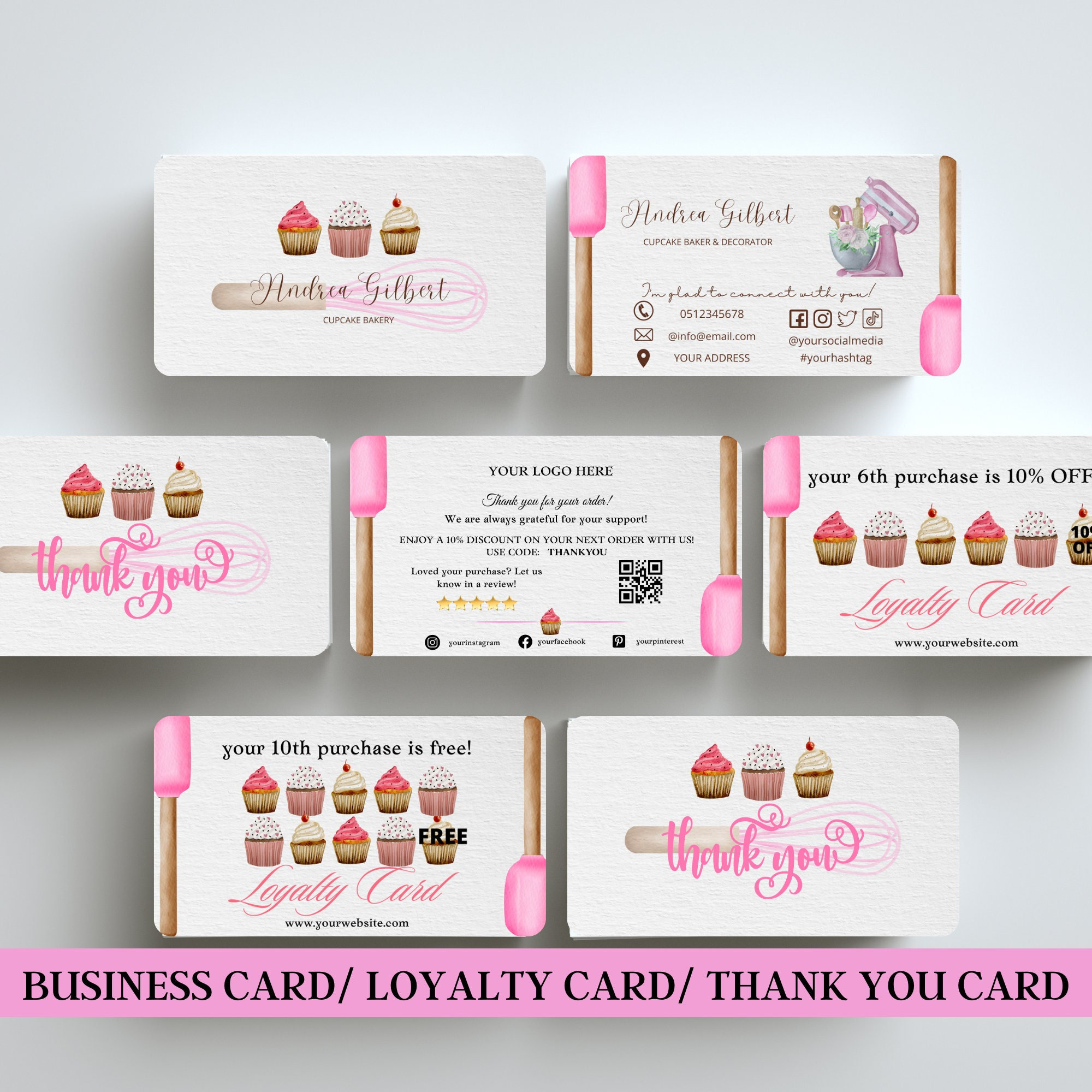 Modern Creative Stylish Bakery, Pastry & Cake Business Card Kit Digital