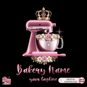CAKE Business LOGO, Business Card Design Template , Pastry/Cupcake/Cake Business Logo Blue Bakery Design Creation Design Logo, Edit in Canva