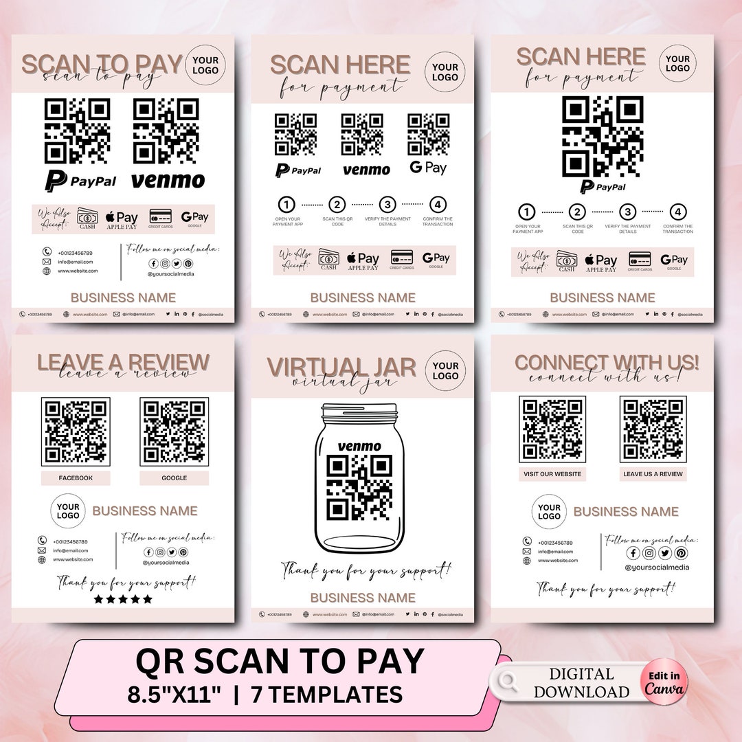 Editable Scan to Pay Template, Printable Payment Sign, QR Code Sign ...