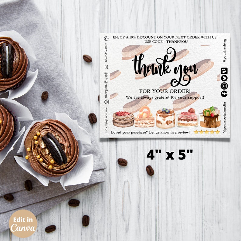 Bakery 3 Pack EDITABLE Thank You Card Business Template Thank Etsy