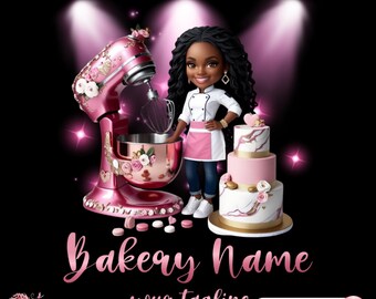 Custom Chibi Baker Logo: Stylish Pastry & Cake Design (Canva Editable)