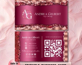 Editable Glitter Business Card Template, Feminine Business Card, Business Card, DIY Business Card Canva Template Beauty Lash Nail Card