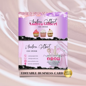MODERN Creative Pink Cake Bakery Business Card Template DIY Business Card Editable Printable Business Card Design Cake Business Card
