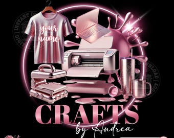 Pink Crafting Logo, Crafter Logo Primate T-shirt Design Business Logo, Heat Press Logo, DIY Logo, Custom Printing Logo, Crafting Logo, Canva