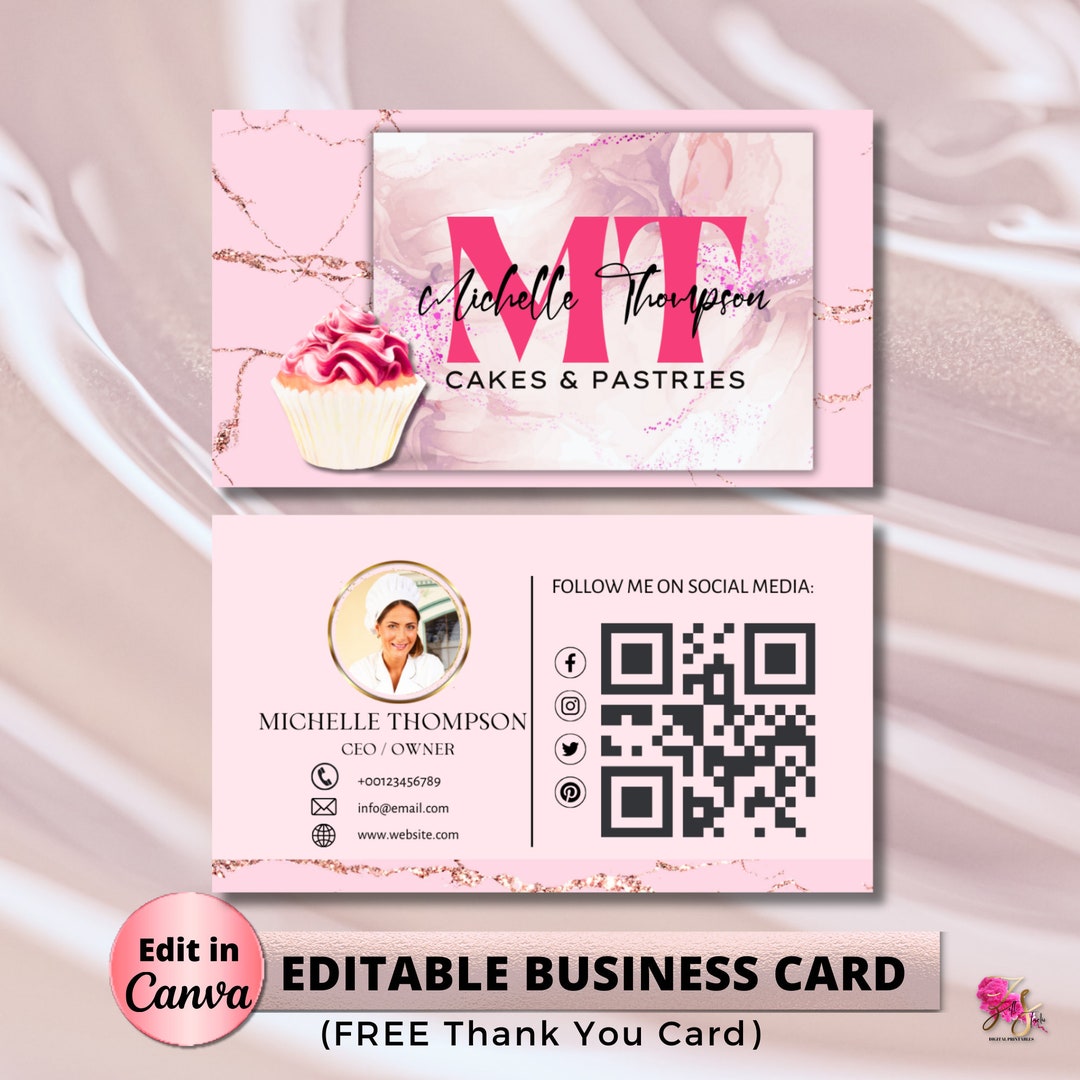 Bakery Business Card Template DIY Business Card Editable Printable