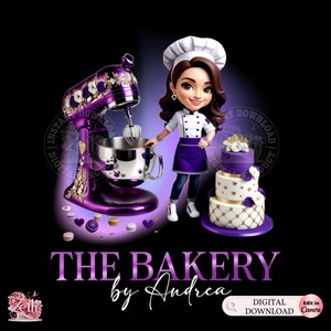 Chibi Brown Hair Girl Bäckerei Logo, Backlogo, Süßigkeiten benutzerdefiniertes Gebäcklogo, Kuchenlogo, Cupcake-Logo, modernes Logo, Bakeshop-professionelles Logo