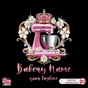 Pink Gold Bakery Logo, Baking Logo, Stylish Custom Pastry Logo, Cake Logo, Cupcake Logo, Modern Logo, Bakeshop Logo, Professional Logo Canva